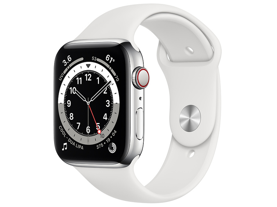 Apple Watch Series 6 GPS+Cellularモデル 44mm M09D3J/A [シルバーステンレススチールケース/ホワイトスポーツバンド]