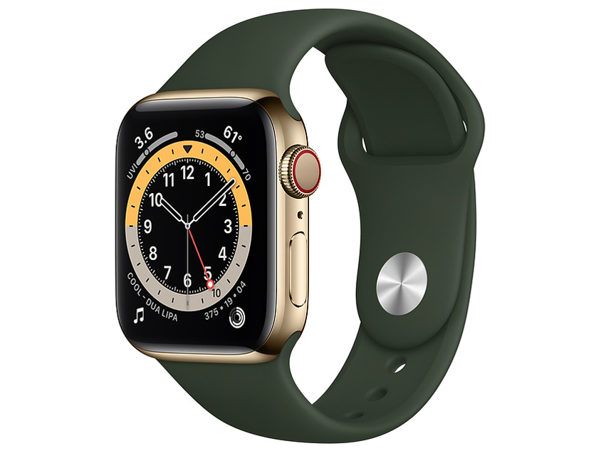 Apple Watch Series 6 GPS+Cellularモデル 40mm M06V3J/A [ゴールドステンレススチールケース/キプロスグリーンスポーツバンド]